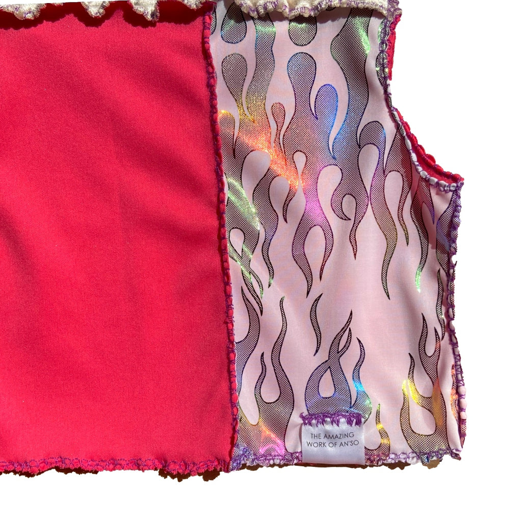 Upcycled Top SMALL - Pink Flames