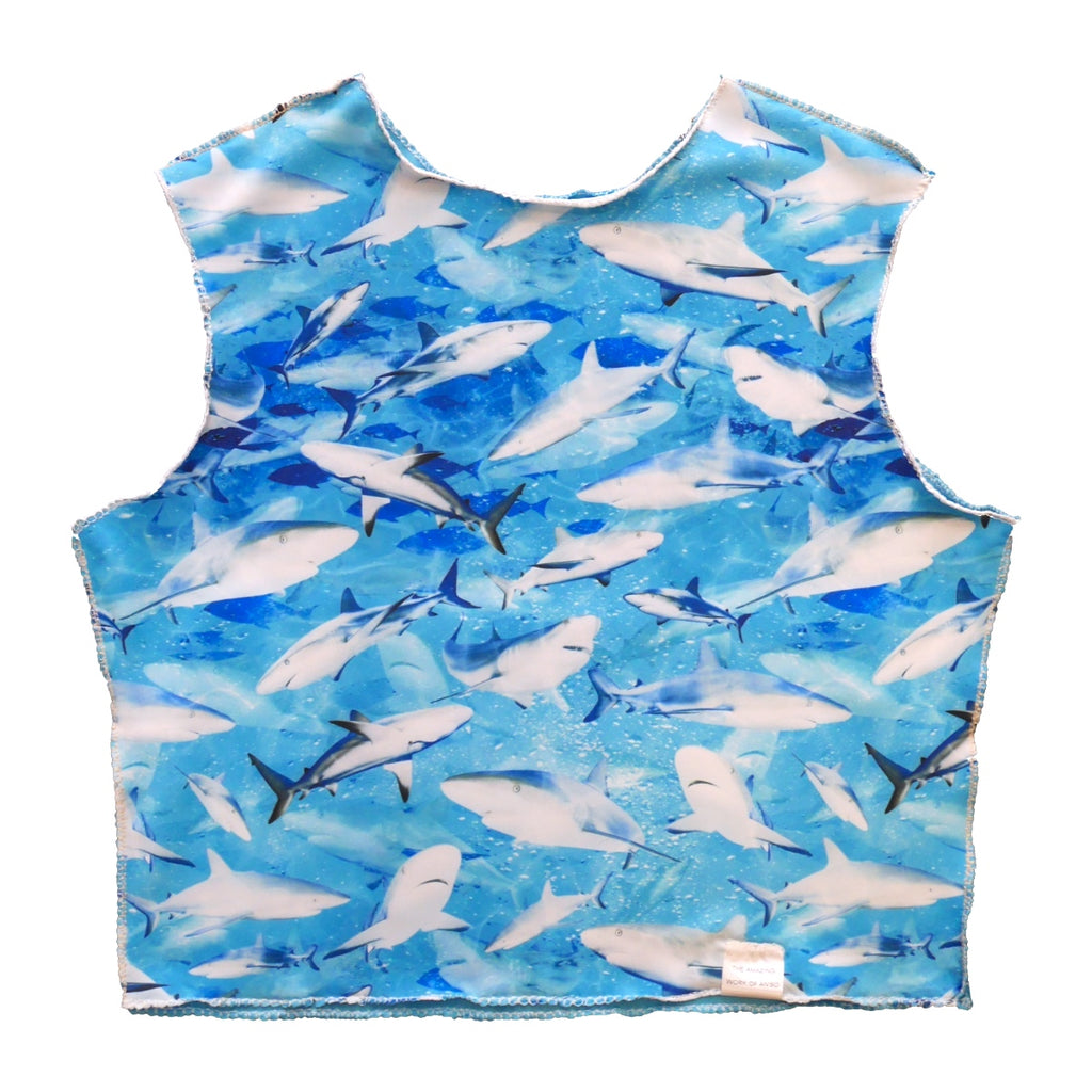 Upcycled Top MEDIUM - Half Half - Blue Shark