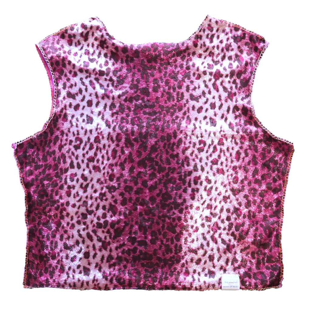 Upcycled Top MEDIUM - Half Half - Cheetah Gurl