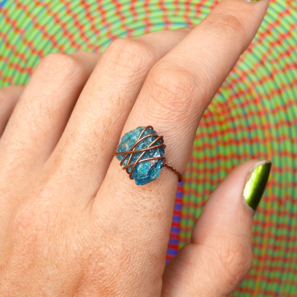 Stoner Ring - Blue Apatite